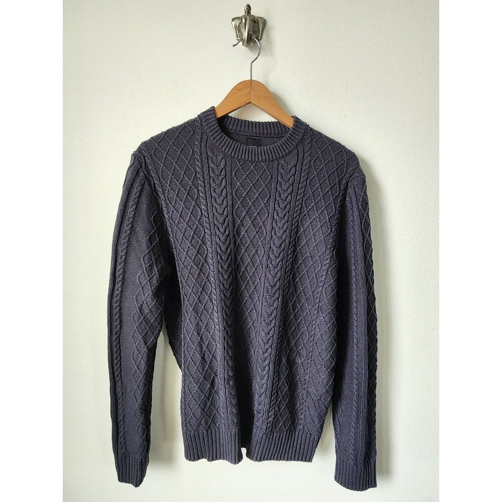 River Island navy blue slim fit cable knit jumper sweater L